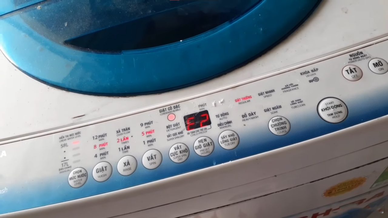 Nguyên nhân và cách khắc phục mã lỗi E2 ở máy giặt Toshiba