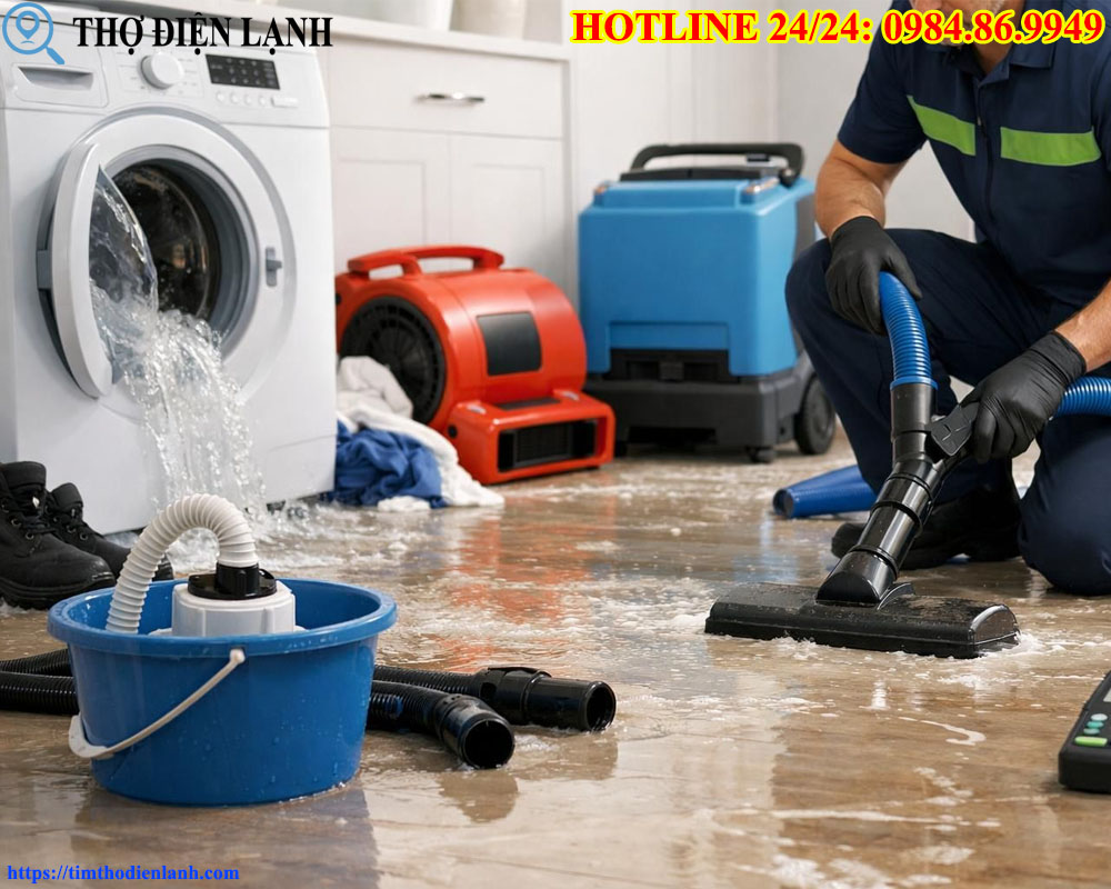 Máy giặt Comfee’ bị ngập nước