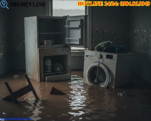 Máy giặt Sharp bị ngập nước