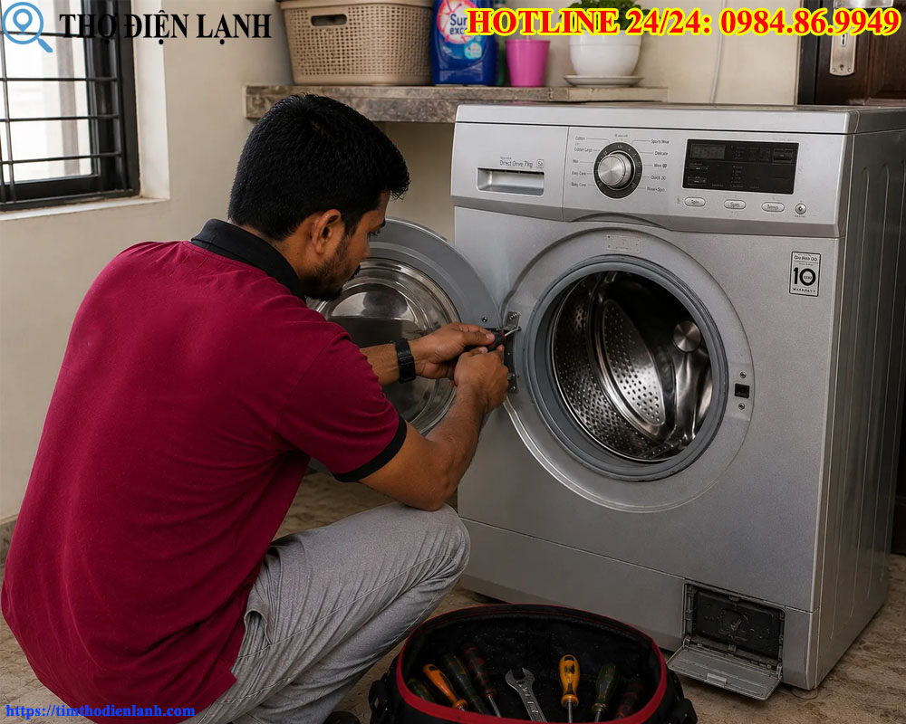 máy giặt Sharp bị tràn nước