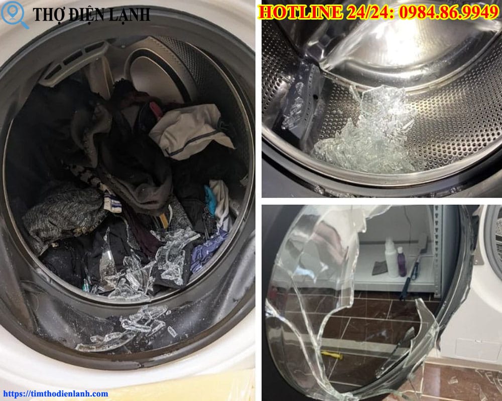 Cửa kính máy giặt LG bị vỡ