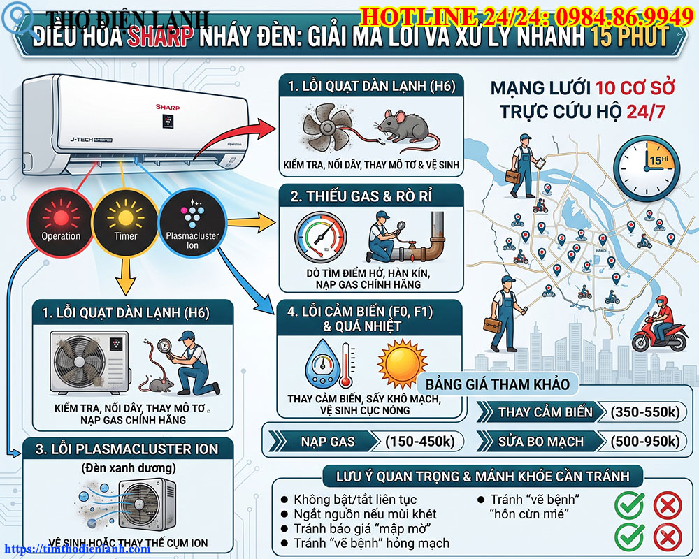 Điều Hòa Sharp Nháy Đèn