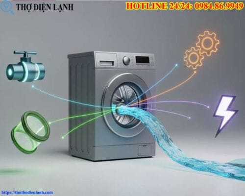 Tắt máy giặt Haier mà nước vẫn chảy