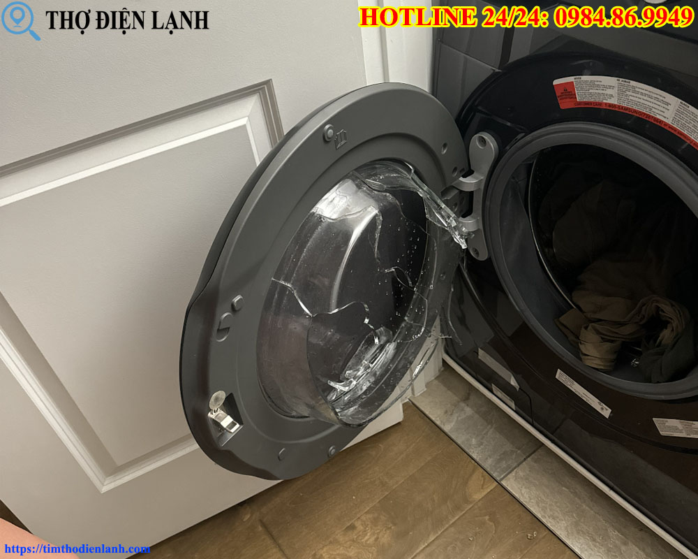 sửa cửa kính máy giặt Hitachi bị vỡ
