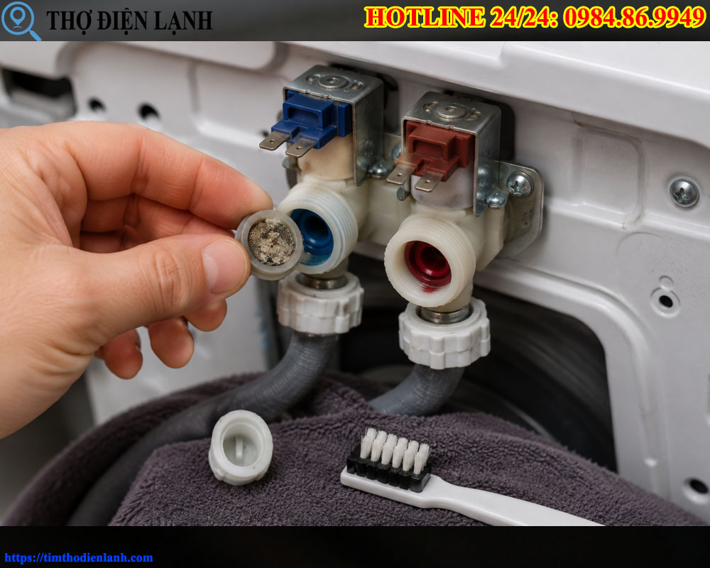 sửa thay van cấp nước máy giặt Aqua