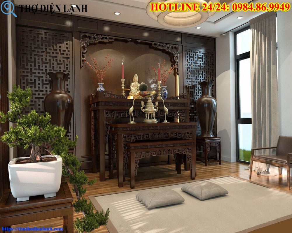 Bàn thờ nhà chung cư hướng ra ban công hoặc cửa chính