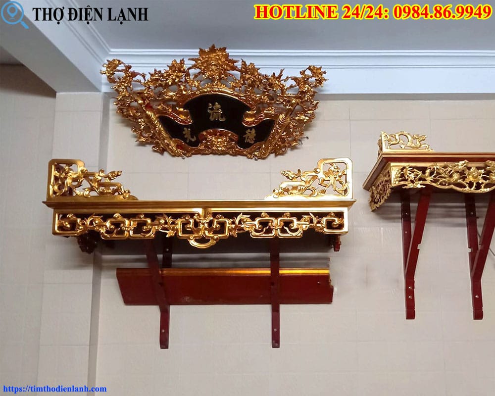 Mẫu bàn thờ gỗ Mít sơn son thếp vàng truyền thống