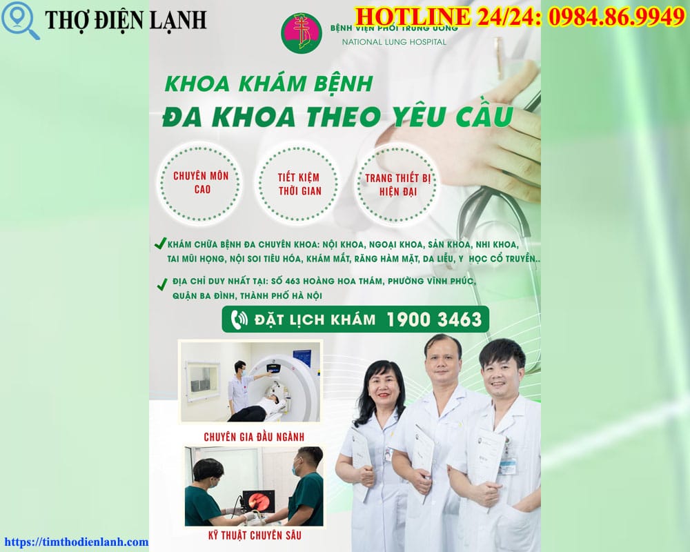 Cách đặt lịch trước Khoa Khám Bệnh Theo Yêu Cầu Bệnh Viện Phổi Trung Ương