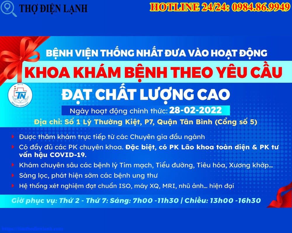 Lịch Khám dịch vụ, Khám theo yêu cầu bệnh viện Thống Nhất