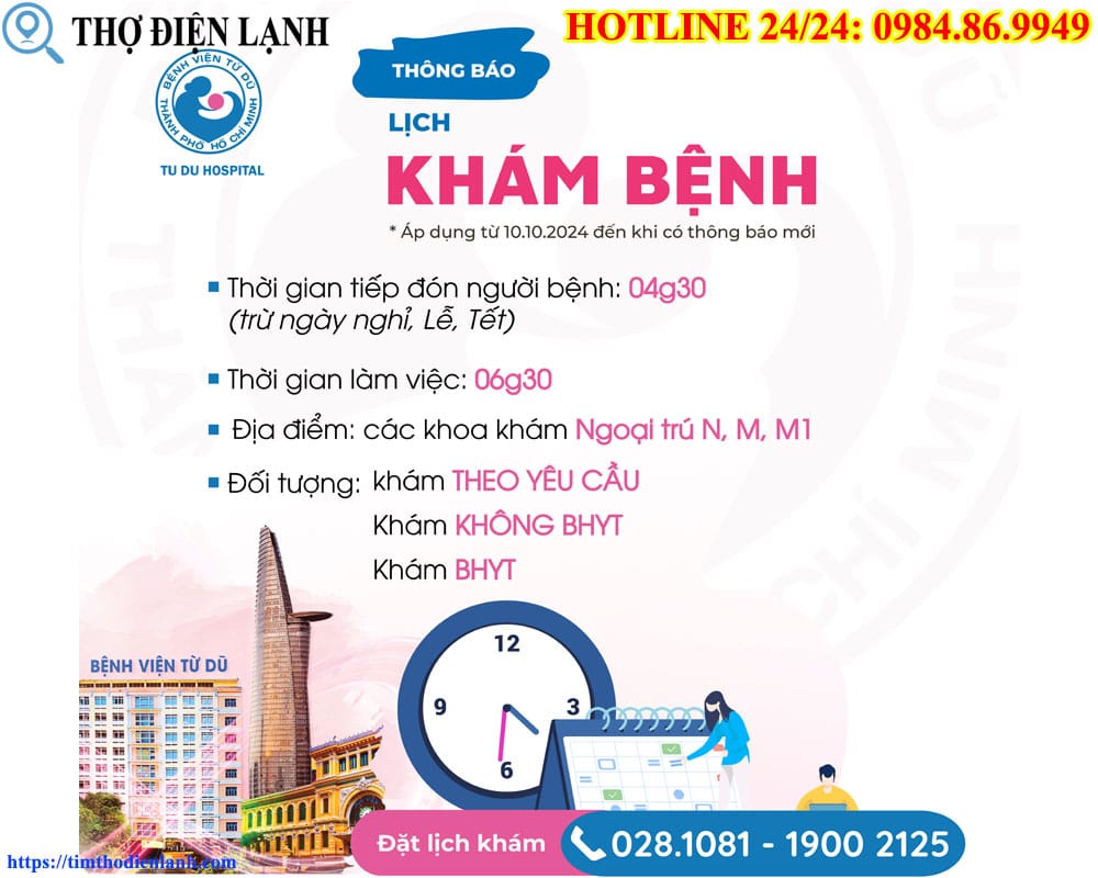 Lịch và thời gian khám bệnh tại Từ Dũ