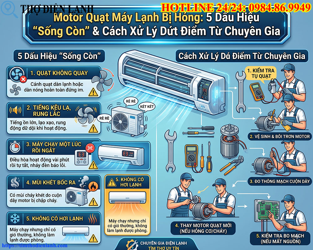 Motor quạt máy lạnh bị hỏng