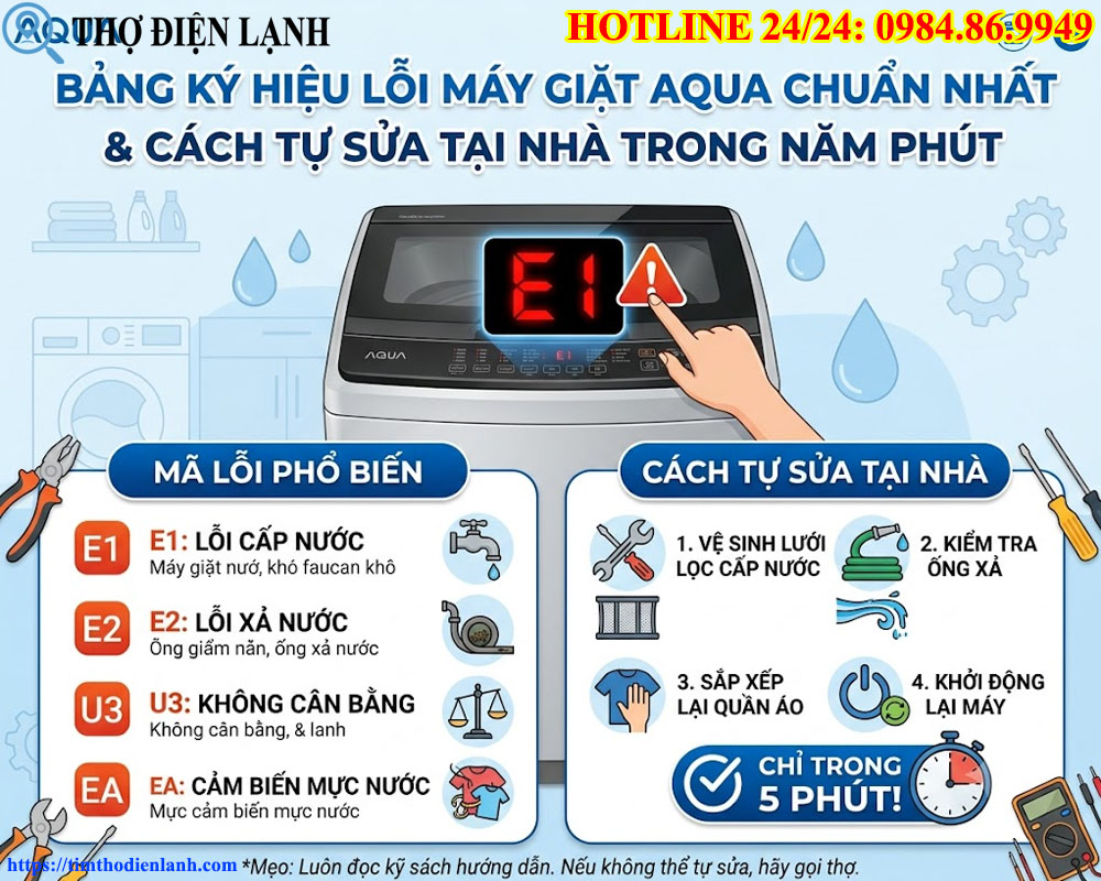 Bảng Ký Hiệu Lỗi Máy Giặt Aqua