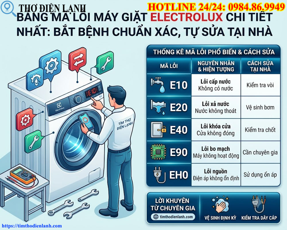 Bảng Mã Lỗi Máy Giặt Electrolux