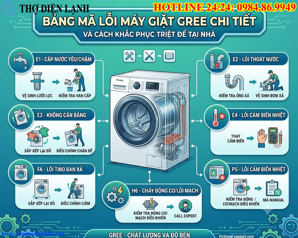 Bảng Mã Lỗi Máy Giặt Gree