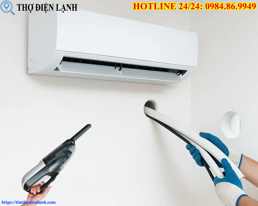 Cách thông ống thoát nước điều hòa bằng máy hút bụi cực nhạy tại nhà