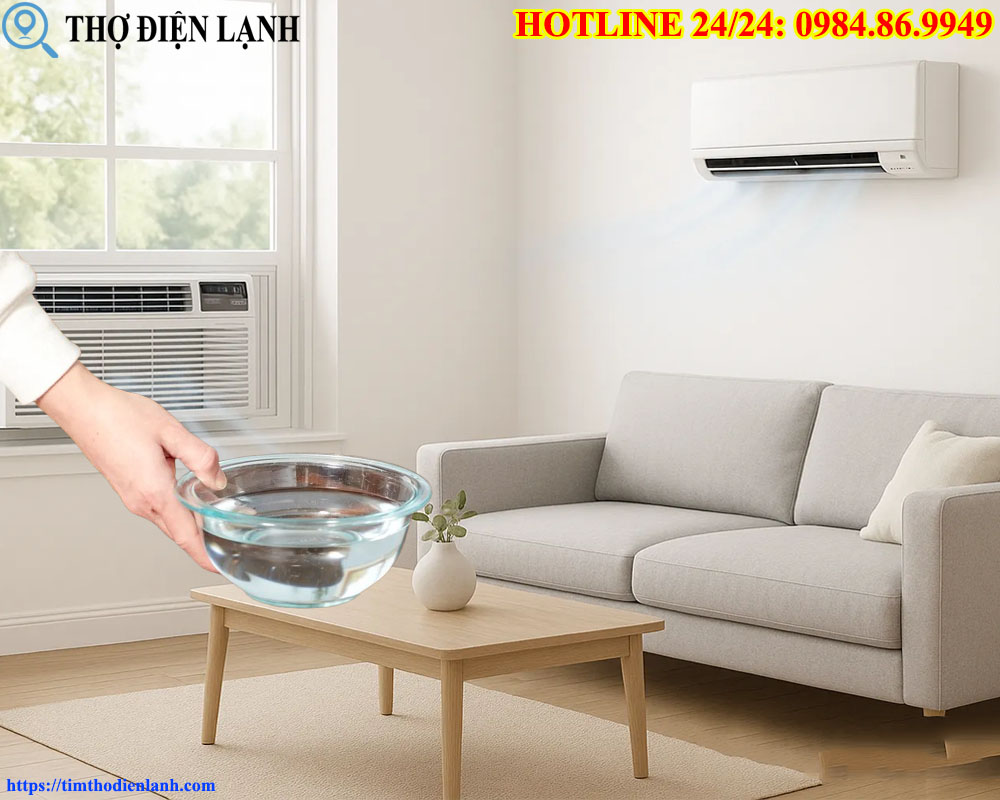 Đặt chậu nước trong phòng điều hòa