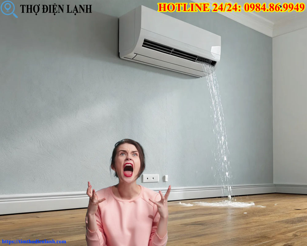 xử lý điều hòa chảy nước ở cục lạnh