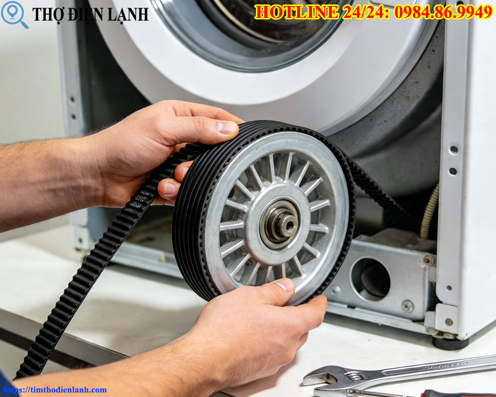 Đứt dây curoa máy giặt Dấu hiệu nhận biết và cách tự thay thế
