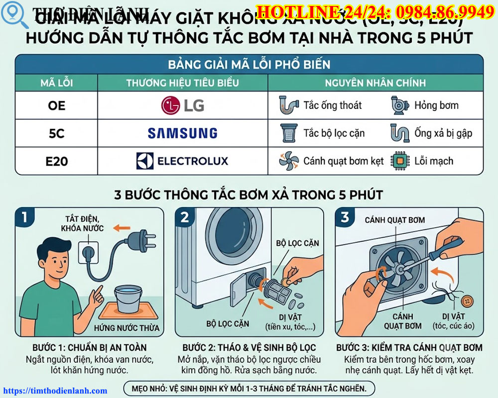 Giải mã lỗi máy giặt không xả nước