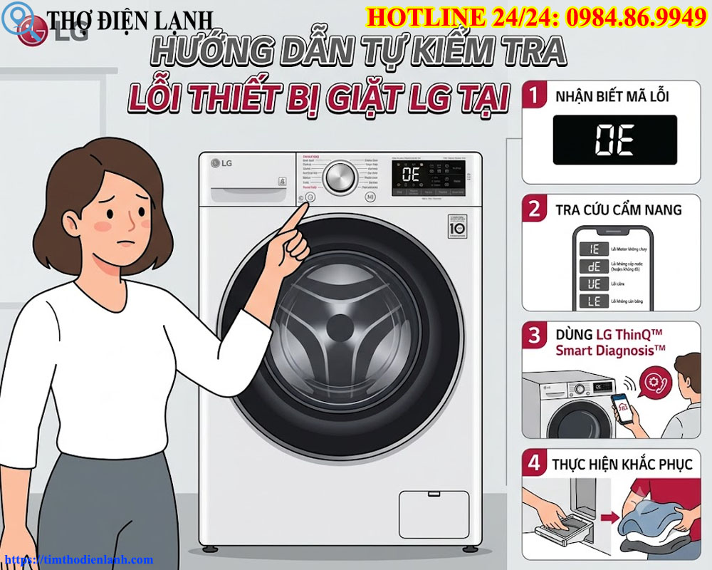 Hướng Dẫn Tự Kiểm Tra Lỗi Thiết Bị Giặt LG Tại Nhà