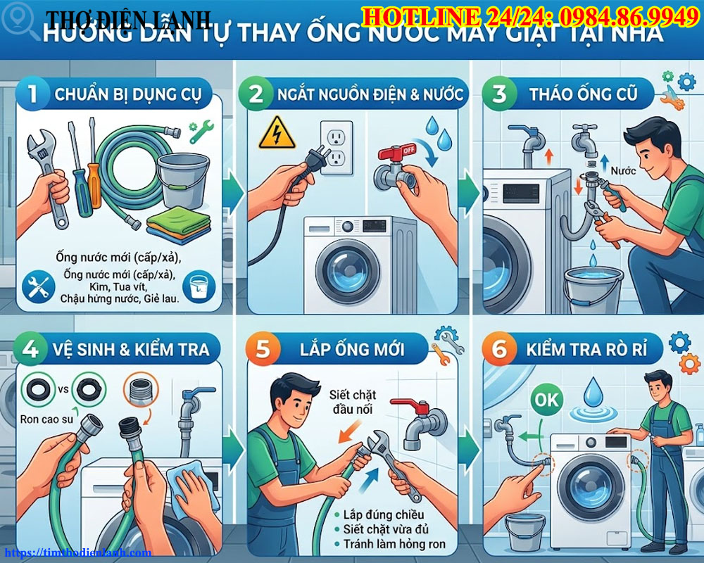 Hướng Dẫn Tự Thay Ống Nước Máy Giặt Tại Nhà