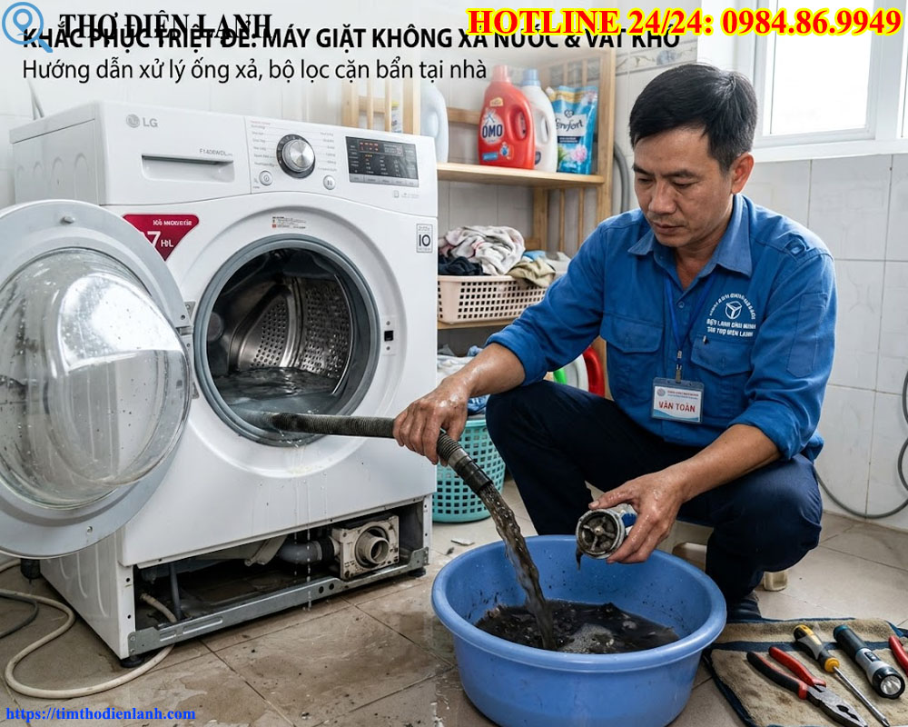 Khắc phục triệt để lỗi máy giặt không xả nước
