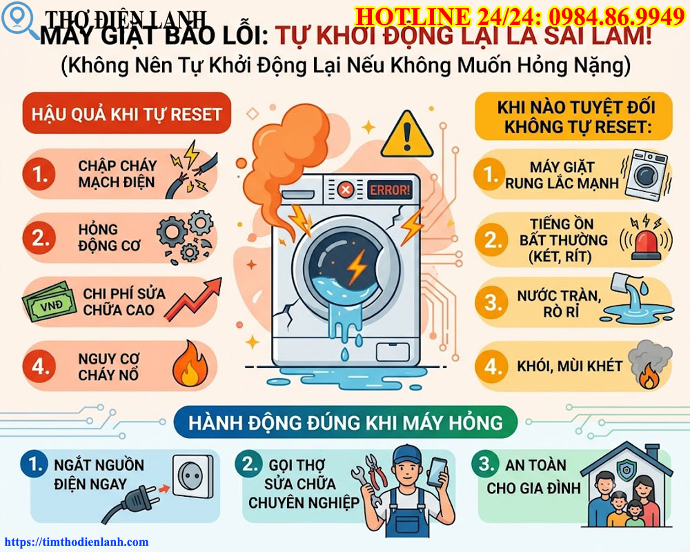 Không Nên Tự Khởi Động Lại Máy Giặt Nếu Không Muốn Hỏng Nặng