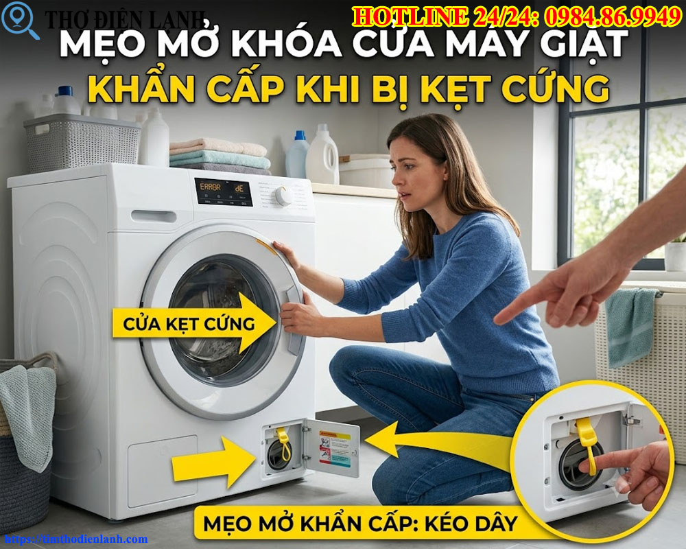 Mẹo Mở Khóa Cửa Máy Giặt Khẩn Cấp Bị Kẹt Cứng