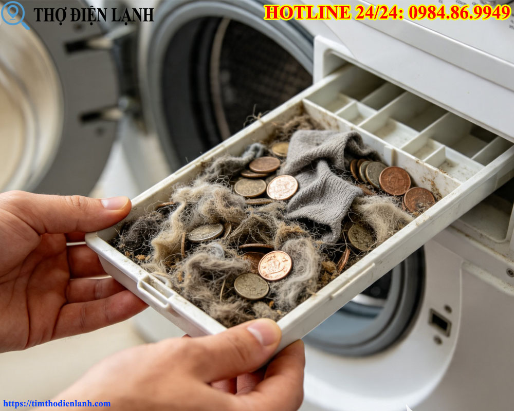 Tắc Nghẽn Bộ Lọc Cặn Máy Giặt
