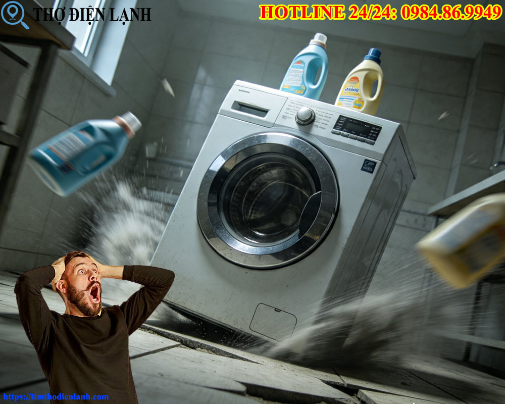Vị trí đặt máy giặt không cân bằng