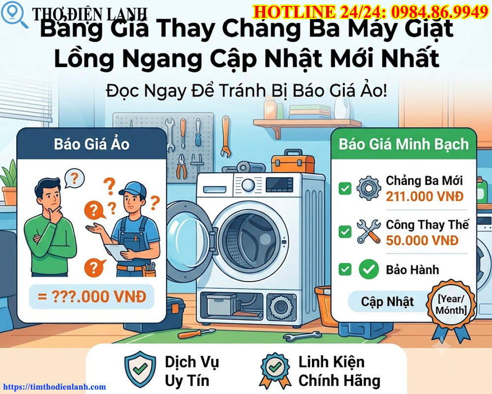 Bảng Giá Thay Chảng Ba Máy Giặt