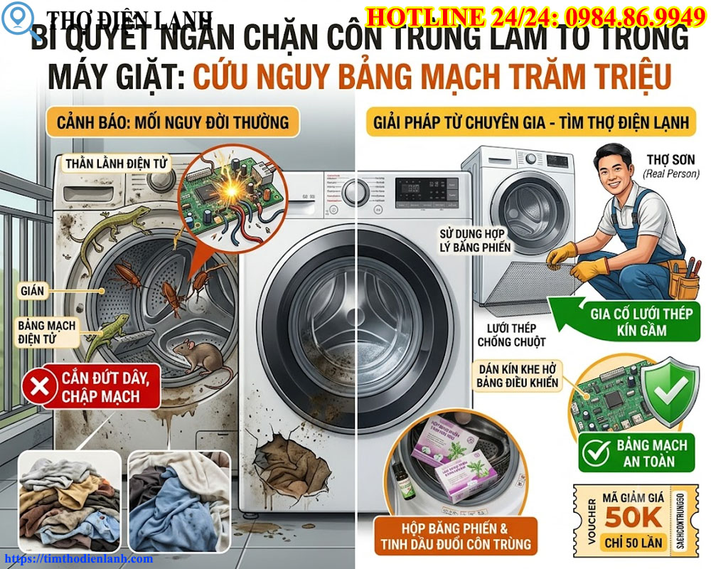 Bí Quyết Ngăn Chặn Côn Trùng Làm Tổ Trong Máy Giặt