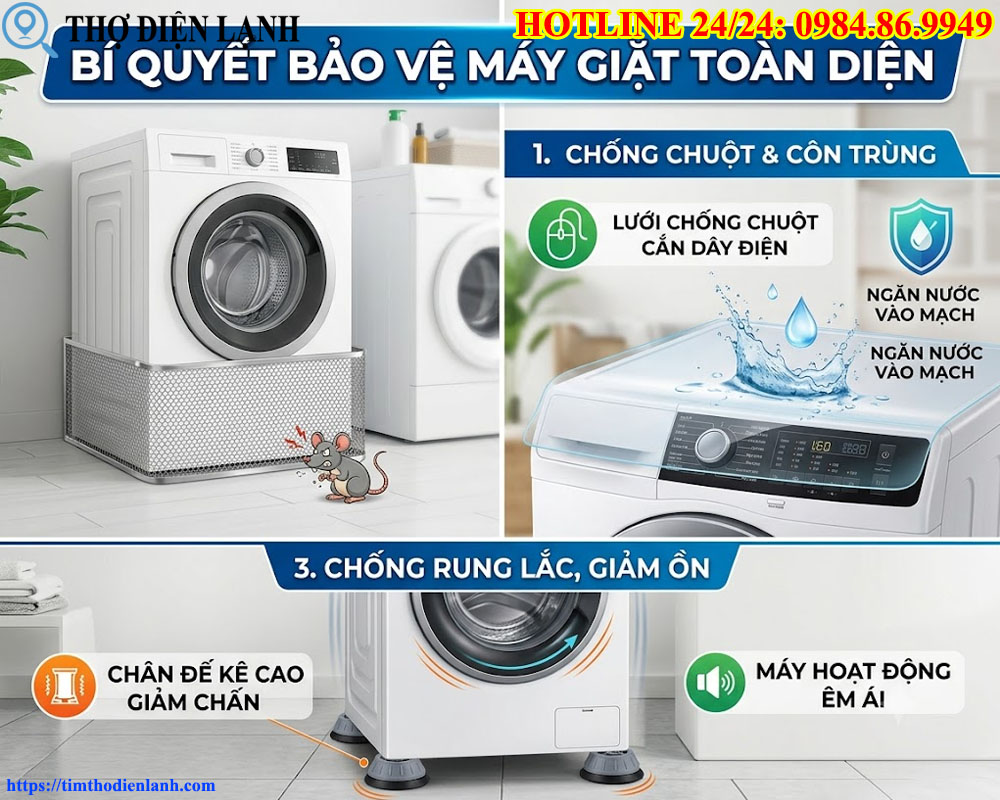 Bí quyết bảo vệ máy giặt toàn diện
