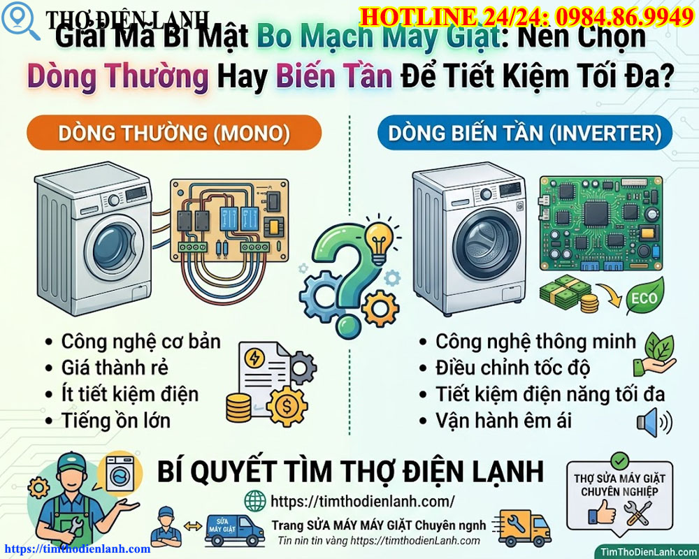 Bo Mạch Máy Giặt Nên Chọn Dòng Thường Hay Biến Tần