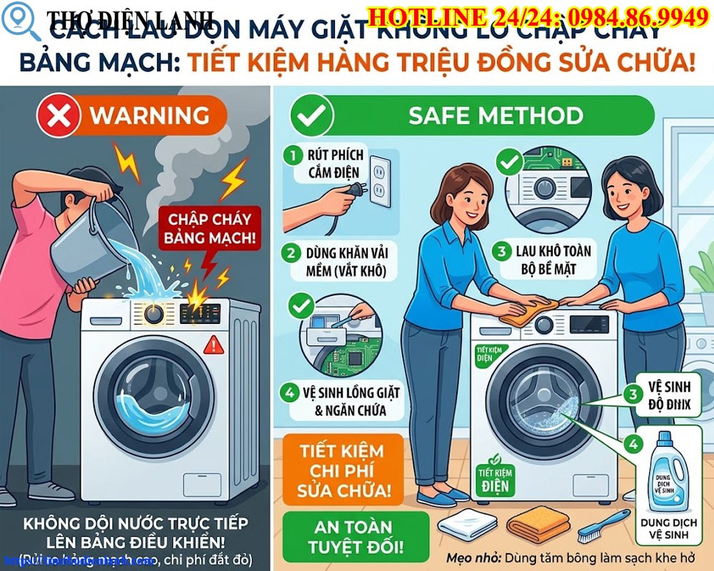 Cách lau dọn máy giặt