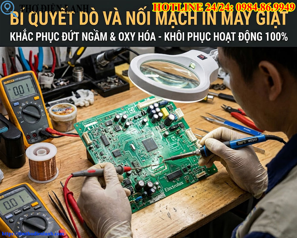 Dò Và Nối Mạch In Máy Giặt Bị Đứt Ngầm