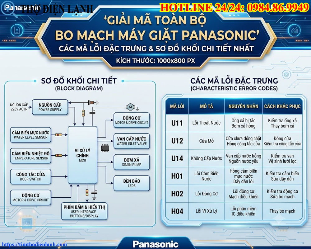 Giải Mã Toàn Bộ Bo Mạch Máy Giặt Panasonic