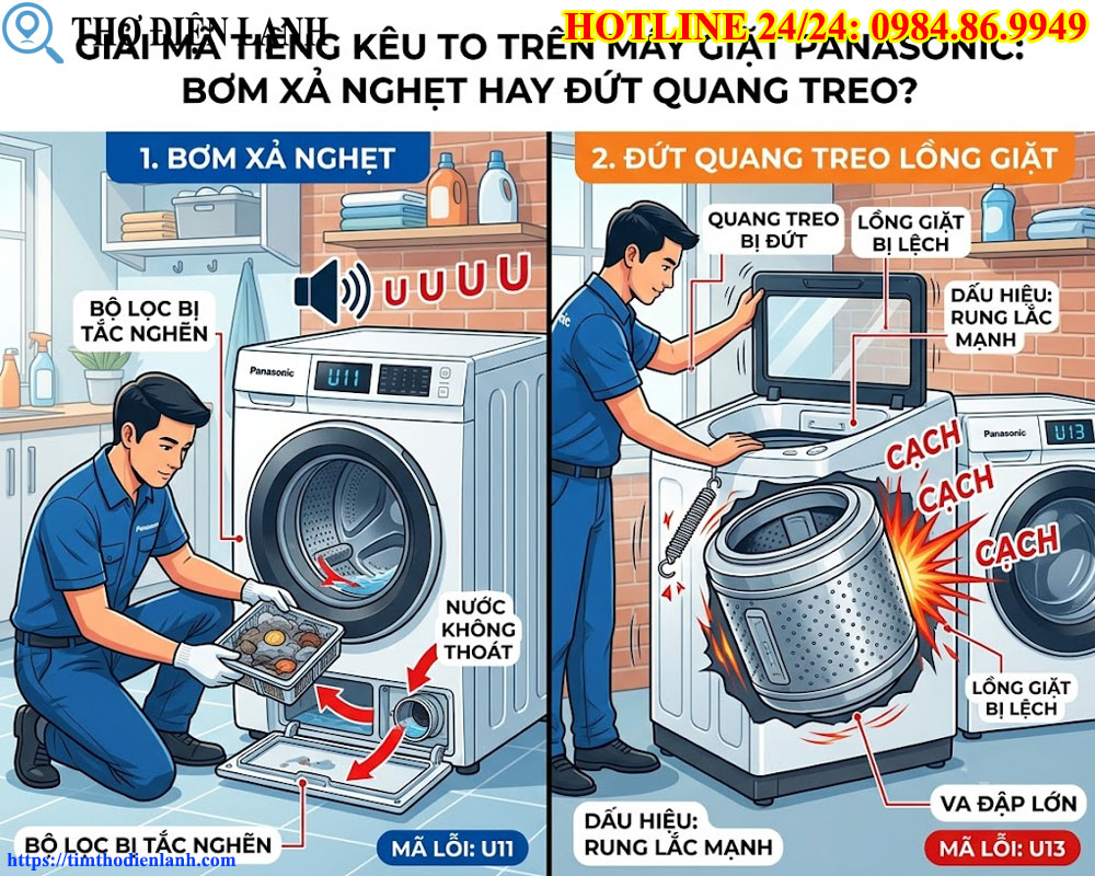 Giải mã tiếng kêu to trên máy giặt Panasonic