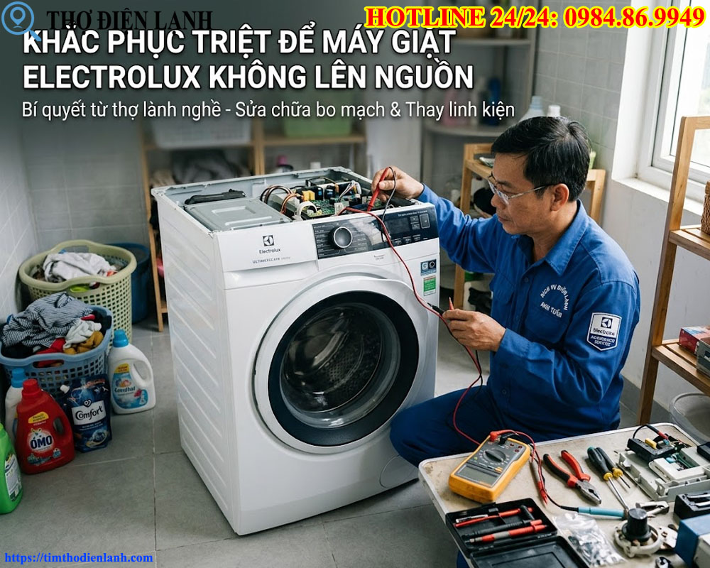 Khắc phục triệt để máy giặt Electrolux không lên nguồn