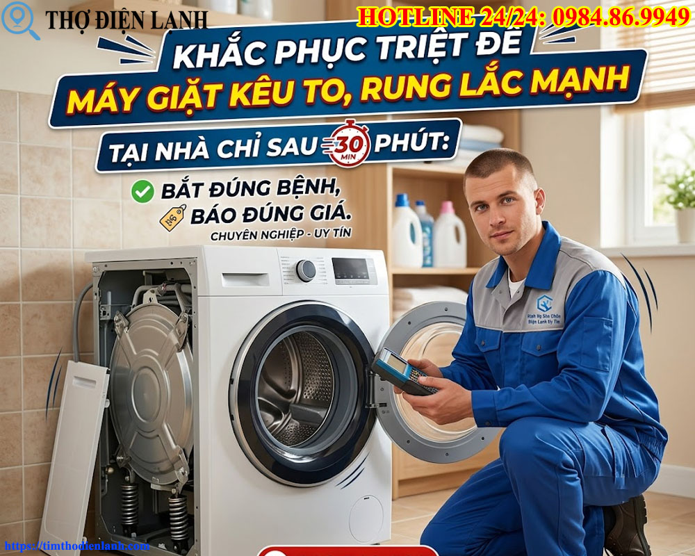 Khắc phục triệt để máy giặt kêu to, rung lắc mạnh tại nhà