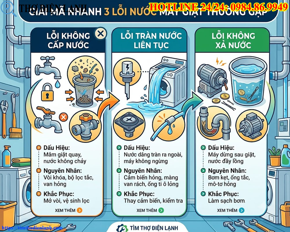 Lỗi Nước Máy Giặt Thường Gặp