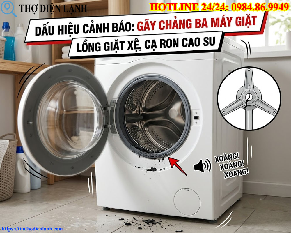 Lồng giặt bị xệ, cạ sát vào vòng đệm cao su