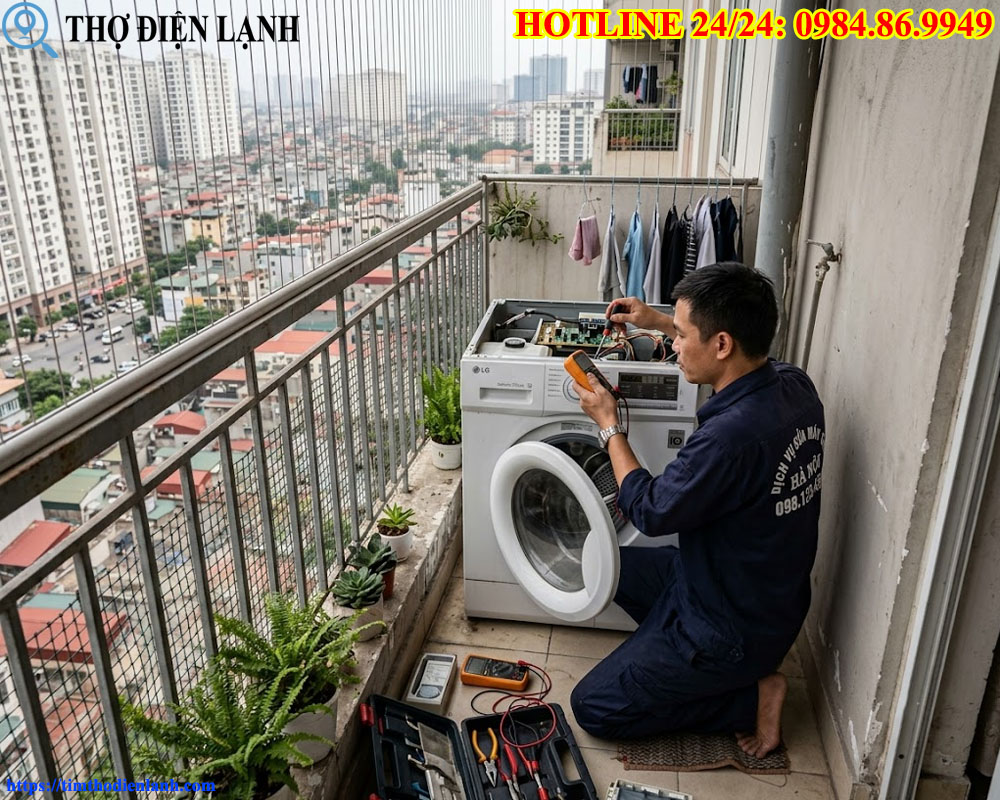 Máy Giặt Mất Nguồn Tại Ban Công Chung Cư Hà Nội