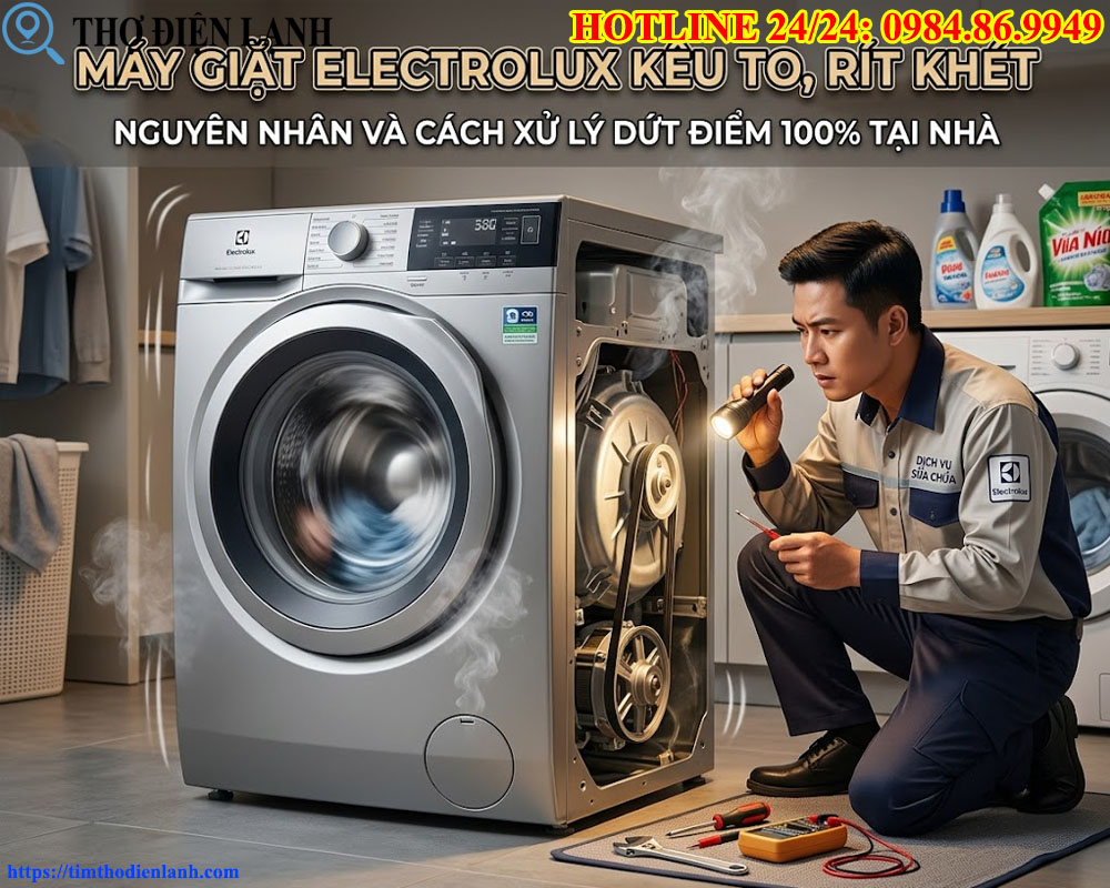 Máy giặt Electrolux kêu to, rít khét