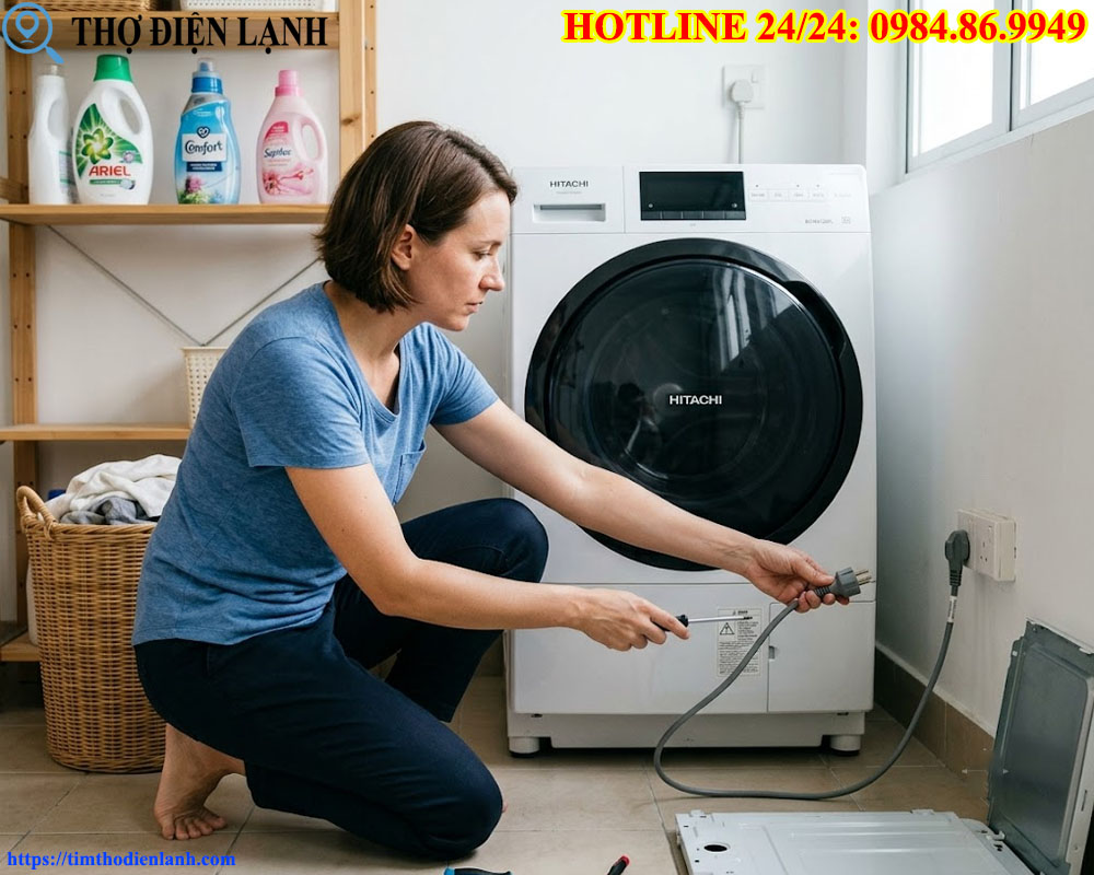Máy giặt Hitachi không lên nguồn