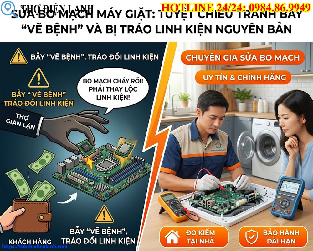 Sửa Bo Mạch Máy Giặt Tránh Bẫy