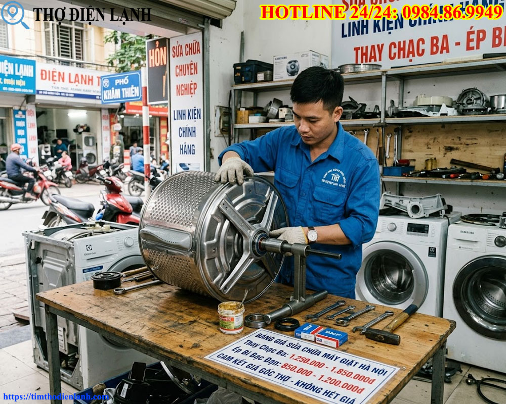 Thay chạc ba, ép bi bạc đạn máy giặt tại Hà Nội