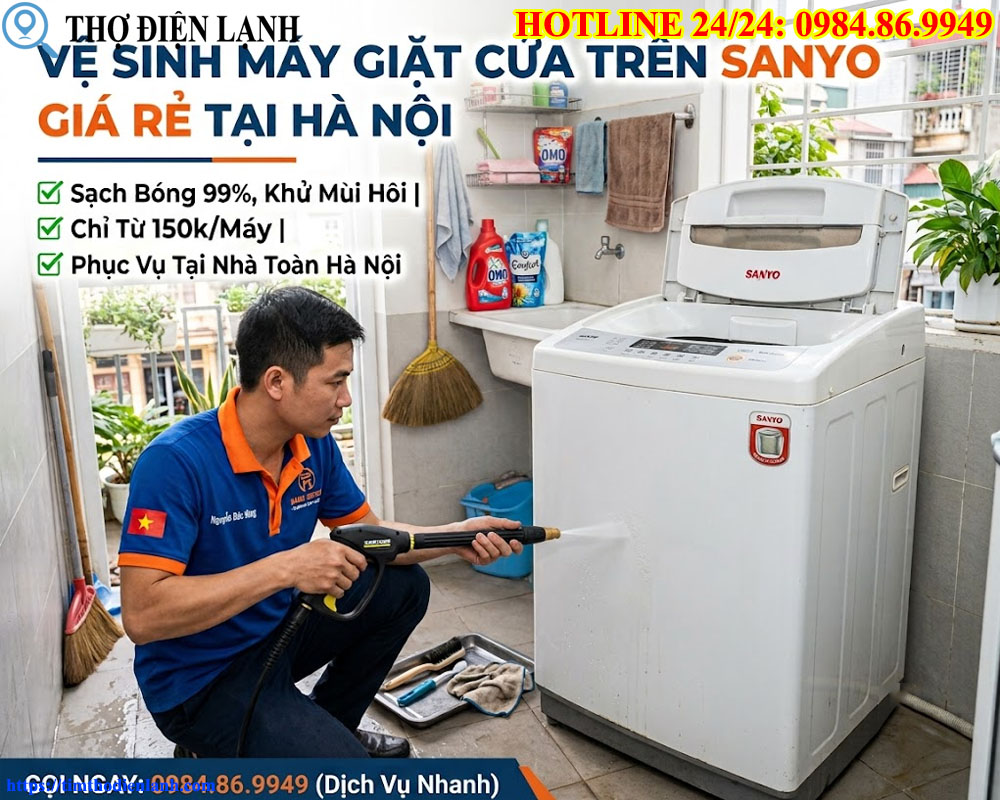 Vệ Sinh Máy Giặt Cửa Trên Sanyo Giá Rẻ Tại Hà Nội