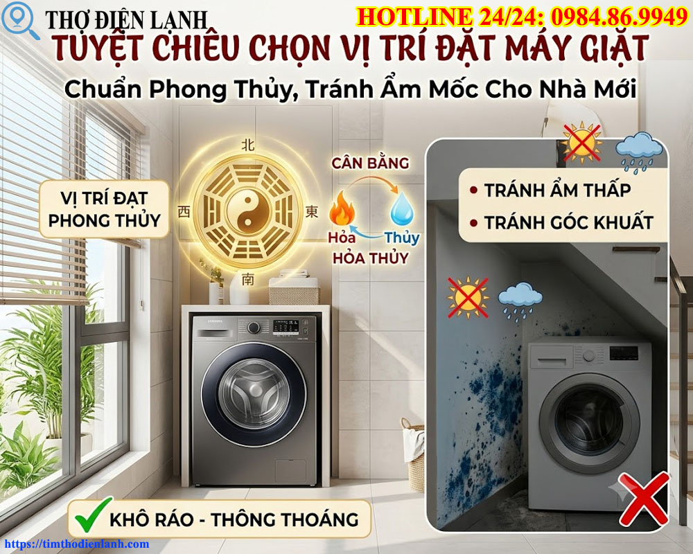 Vị Trí Đặt Máy Giặt Chuẩn Phong Thủy