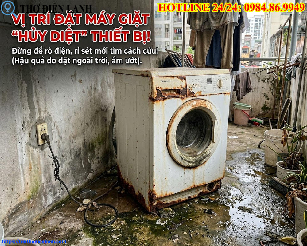 Vị trí đặt máy giặt hủy diệt thiết bị
